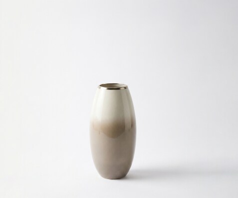 Vase Velino B22 x T22 x H44 cm Glas Vanilla Mokka Handgemacht