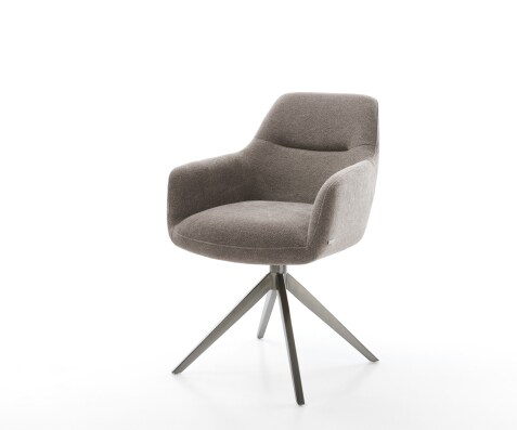 Drehstuhl Pejo-Flex Strukturstoff Soft Taupe Kreuzgestell breit Graphit 360° drehbar Wippfunktion Taschenfederkern