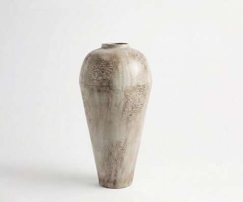 Vase Minoa B41 x T41 x H86 cm Metall Ivory Terra Handgemacht