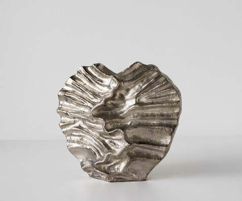 Vase Nerina B47 x T18 x H42 cm Aluminium Platin Handgemacht
