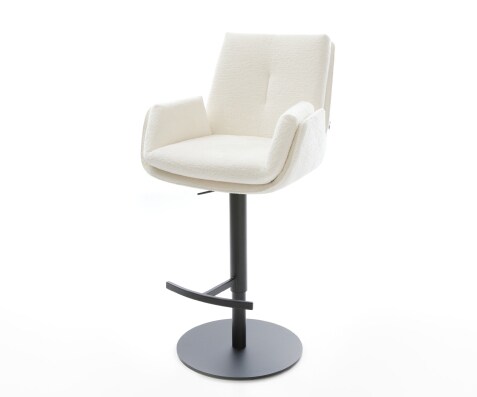 Barstuhl Clea-Flex Bouclé Soft Beige Drehfuß höhenverstellbar Metall Schwarz
