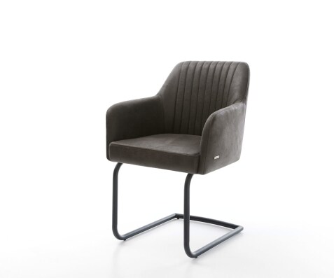 Freischwinger Greg-Flex Mikrofaser Anthrazit Vintage Freischwinger rund Schwarz Taschenfederkern