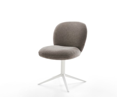 Drehstuhl Nube-Flex Strukturstoff Soft Taupe Fußkreuz Weiß 360° drehbar Wippfunktion Taschenfederkern