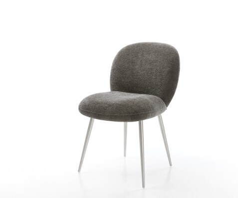 Esszimmerstuhl Nube-Flex Bouclé Soft Schlamm 4-Fuß konisch Edelstahl Taschenfederkern