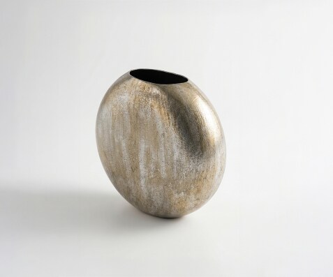 Vase Orbia B33 x T13 x H31 cm Metall Platin Aurum Handgemacht