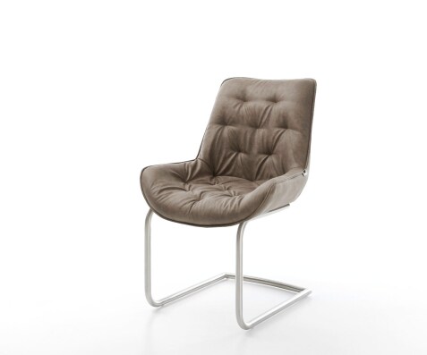 Freischwinger Taimi-Flex Mikrofaser Taupe Vintage Freischwinger rund Edelstahl