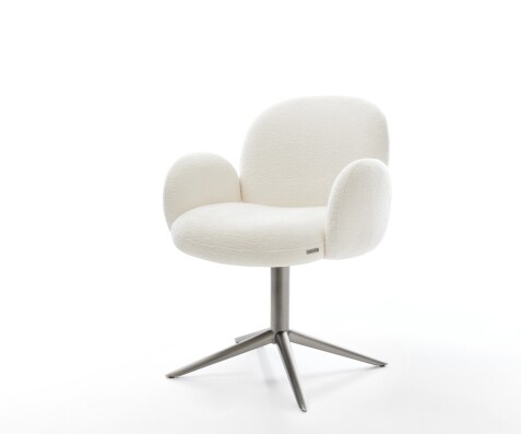 Drehstuhl Nube-Flex mit Armlehnen Bouclé Soft Beige Fußkreuz Graphit 360° drehbar Wippfunktion Taschenfederkern
