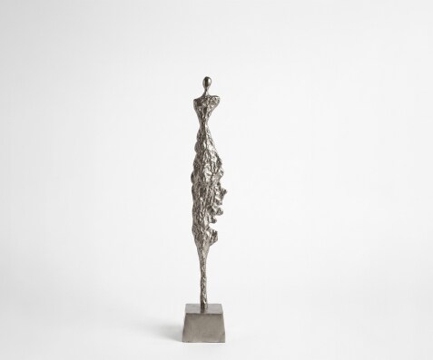Figur Serina B14 x T14 x H85 cm Aluminium Platin Handgemacht