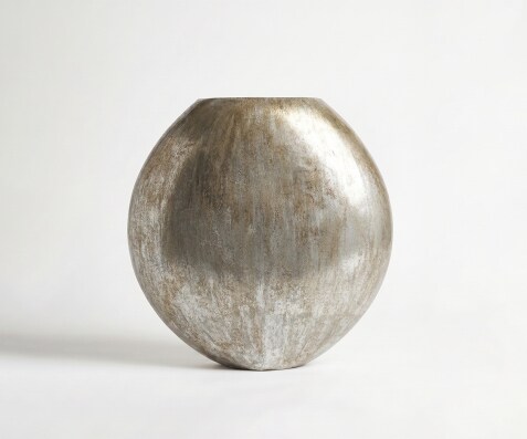 Vase Calena B81 x T33 x H84 cm Metall Platin Aurum Handgemacht
