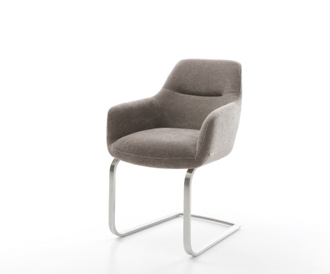 Freischwinger Pejo-Flex Strukturstoff Soft Taupe Freischwinger flach Edelstahl Taschenfederkern