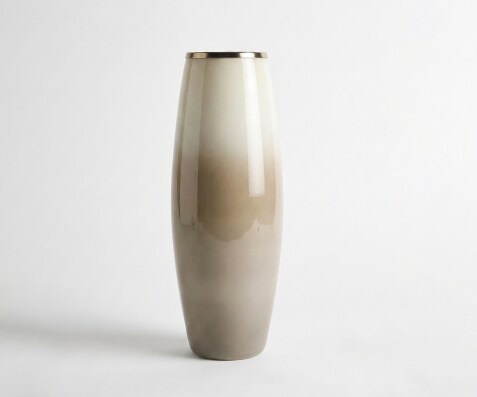 Vase Velino B25 x T25 x H79 cm Glas Vanilla Mokka Handgemacht