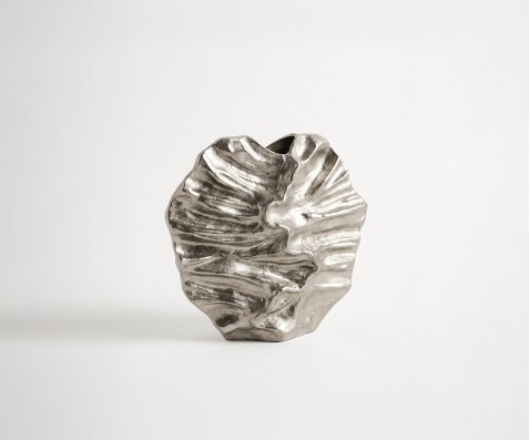 Vase Nerina B36 x T13 x H35 cm Aluminium Platin Handgemacht