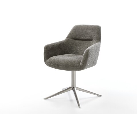 Drehstuhl Pejo-Flex Bouclé Soft Schlamm Fußkreuz Edelstahl 360° drehbar Wippfunktion Taschenfederkern