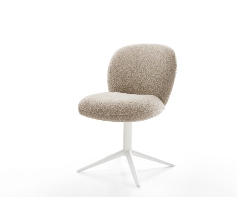 Drehstuhl Nube-Flex Bouclé Schlamm Fußkreuz Weiß 360° drehbar Wippfunktion Taschenfederkern